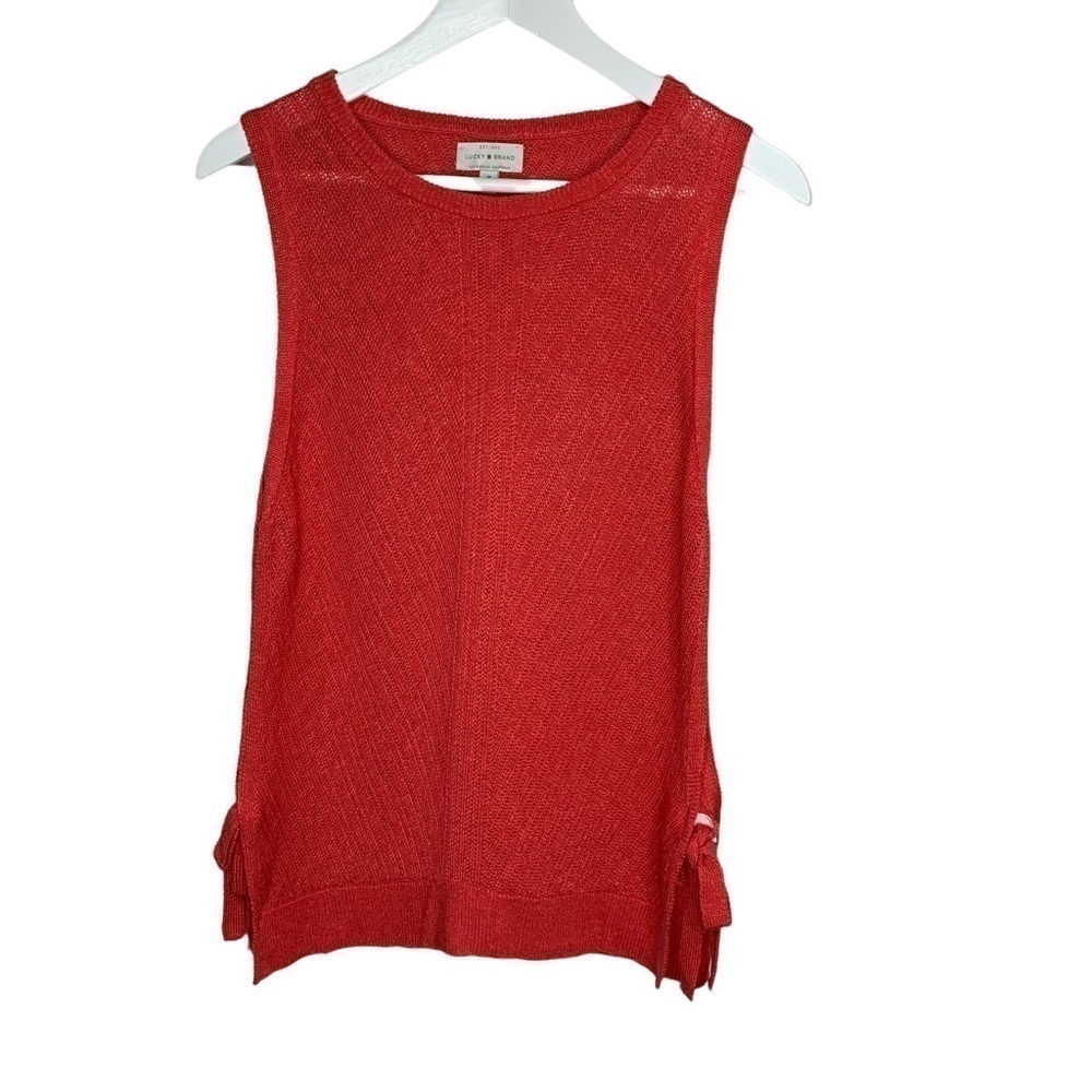 Women's LUCKY BRAND Coral Shortsleeve Linen Knit Tank Top Shirt M
